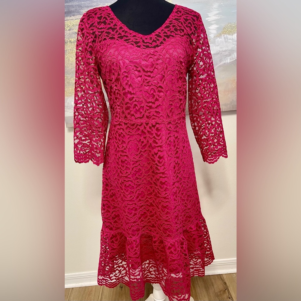 🥳🥳TARANKO Lace Dress, Magenta(or Dark Pink), Size 40 (12 US)